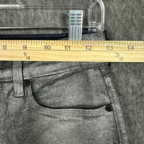 NYDJ Alina Legging Jeans Metallic Silver Size 2 Long Skinny Denim Womens Pants - Picture 8 of 13